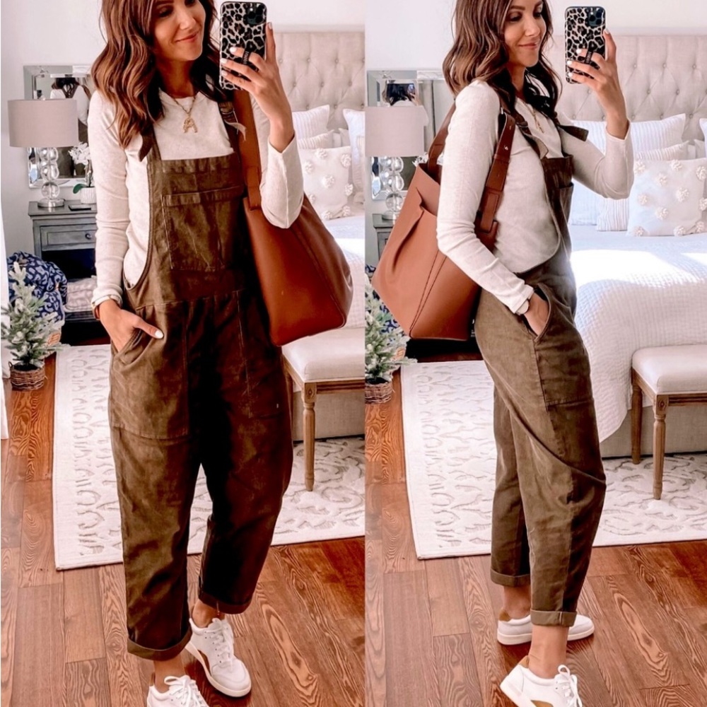 NWT AERIE VELVET OVERALLS size large Espresso Kiss color!